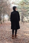 Büyük Beden Kapşonlu Fermuarlı Polar Kap  Siyah