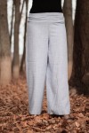 Beli Kuşaklı Bol Paça Keten Pantolon