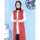Cepli Uzun Renkli Kot Yelek  Bordo Cepli Uzun Renkli Kot Yelek  Bordo