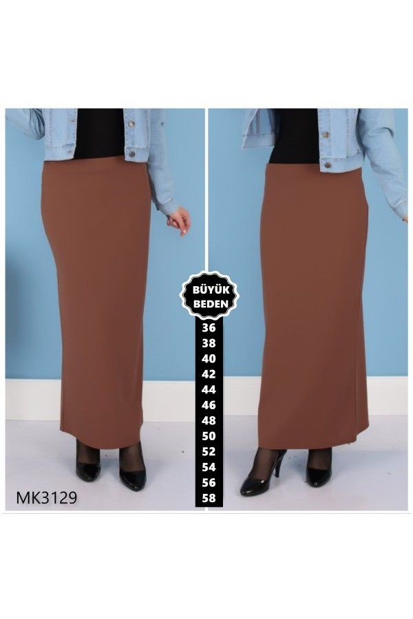 Büyük Beden Likralı Kalem Etek Taba Büyük Beden Likralı Kalem Etek Taba
