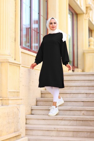 Mehtap Büyük Beden İki İplik Tunik - Siyah Mehtap Büyük Beden İki İplik Tunik - Siyah