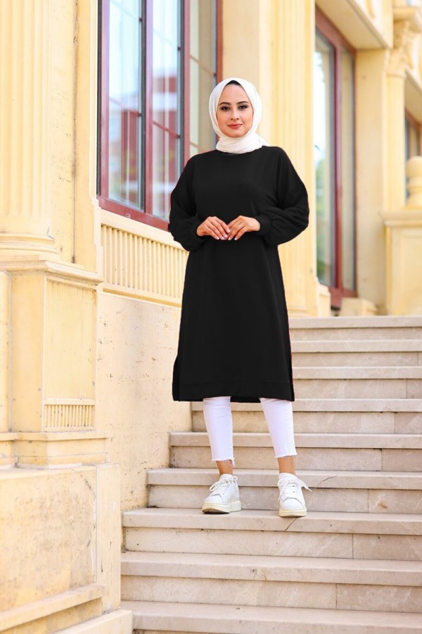 Mehtap Büyük Beden İki İplik Tunik - Siyah Mehtap Büyük Beden İki İplik Tunik - Siyah