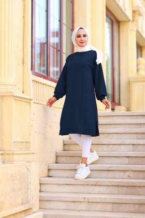 Mehtap Büyük Beden İki İplik Tunik - Lacivert Mehtap Büyük Beden İki İplik Tunik - Lacivert