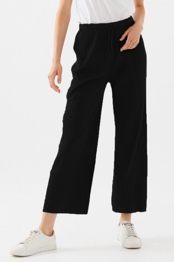 Pr Kışlık Bol Paça Fitilli Pantolon - Siyah