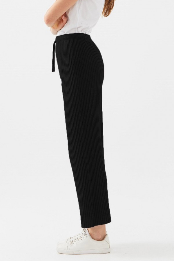 Pr Kışlık Bol Paça Fitilli Pantolon - Siyah