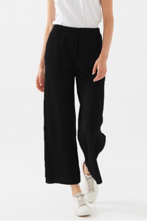Pr Kışlık Bol Paça Fitilli Pantolon - Siyah