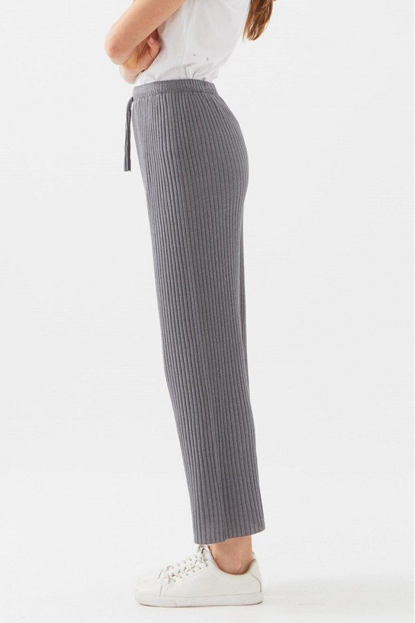 Pr Kışlık Bol Paça Fitilli Pantolon - Gri