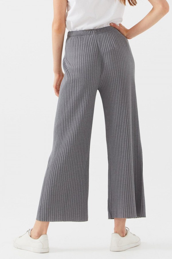 Pr Kışlık Bol Paça Fitilli Pantolon - Gri