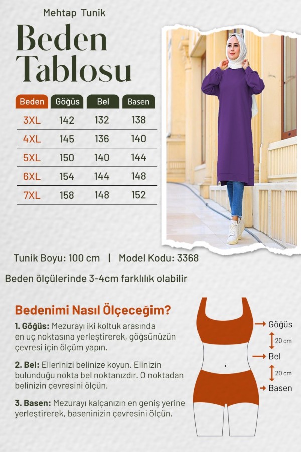 Mehtap Büyük Beden İki İplik Tunik - Taba Mehtap Büyük Beden İki İplik Tunik - Taba