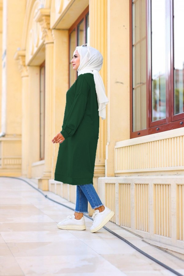 Mehtap Büyük Beden İki İplik Tunik - Zümrüt Mehtap Büyük Beden İki İplik Tunik - Zümrüt