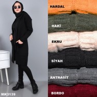 Kapşonlu Cepli Triko Hırka