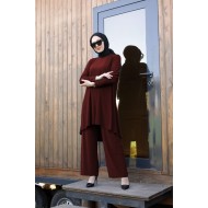 Melda Sandy İkili Takım - KOLYE HEDİYELİ - Bordo