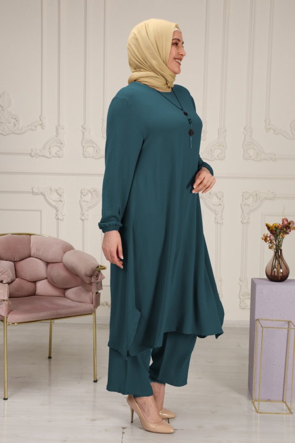 Mevlana Salaş Uzun Ayrobin İkili Takım Kolye Hediyeli - Petrol Yeşili Mevlana Salaş Uzun Ayrobin İkili Takım Kolye Hediyeli - Petrol Yeşili