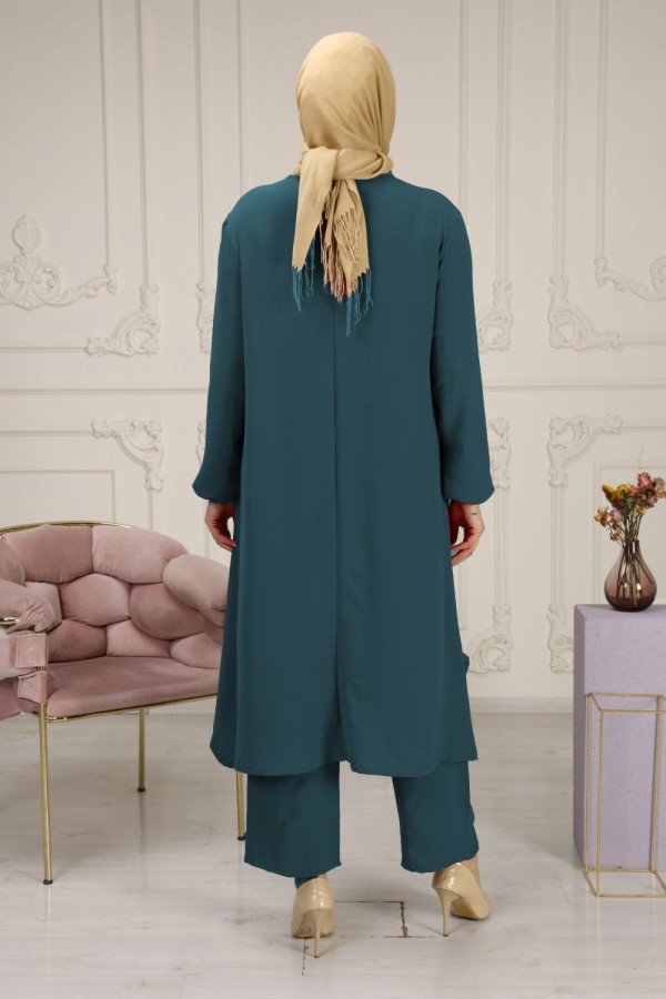 Mevlana Salaş Uzun Ayrobin İkili Takım Kolye Hediyeli - Petrol Yeşili Mevlana Salaş Uzun Ayrobin İkili Takım Kolye Hediyeli - Petrol Yeşili