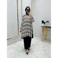 Mihrab Başak Desen Sandy İkili Takım - Siyah