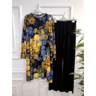 Pırıl Penye Viskon Takım - Lacivert Sarı Gül Pırıl Penye Viskon Takım - Lacivert Sarı Gül