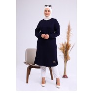 Derin Arma Detaylı İki İplik Penye Tunik - Lacivert Derin Arma Detaylı İki İplik Penye Tunik - Lacivert