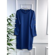 Aysima Kolları Düğme Detaylı İki İplik Tunik - İndigo Aysima Kolları Düğme Detaylı İki İplik Tunik - İndigo