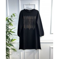 Ritim Taş Detaylı İki İplik Tunik - Siyah Ritim Taş Detaylı İki İplik Tunik - Siyah