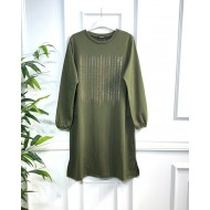 Ritim Taş Detaylı İki İplik Tunik - Haki Ritim Taş Detaylı İki İplik Tunik - Haki