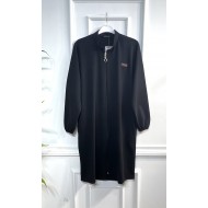 Lina Fermuarlı İki İplik Penye Kap - Siyah Lina Fermuarlı İki İplik Penye Kap - Siyah