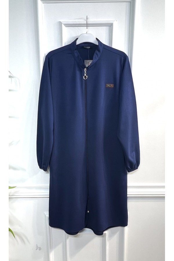 Lina Fermuarlı İki İplik Penye Kap - Lacivert Lina Fermuarlı İki İplik Penye Kap - Lacivert