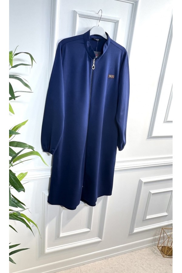 Lina Fermuarlı İki İplik Penye Kap - Lacivert Lina Fermuarlı İki İplik Penye Kap - Lacivert