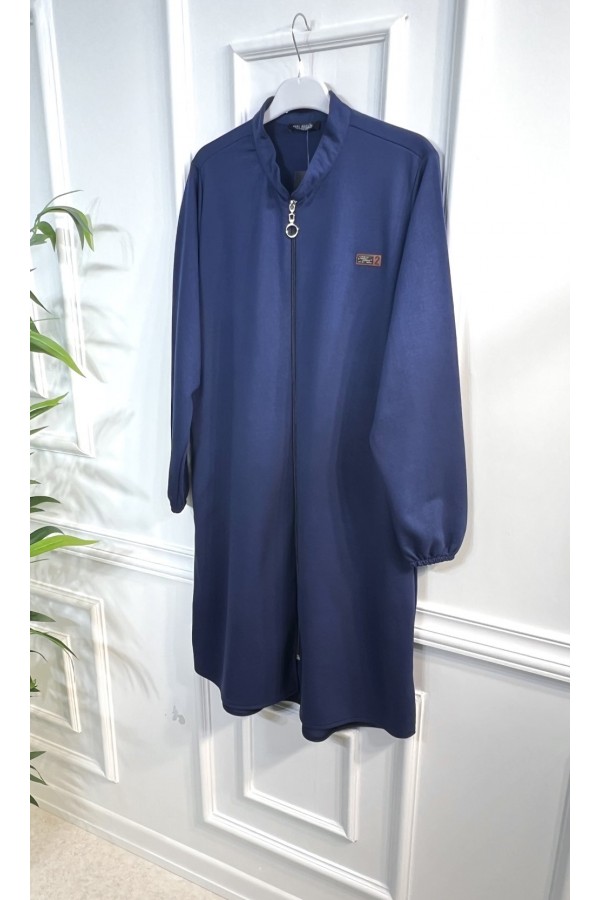 Lina Fermuarlı İki İplik Penye Kap - Lacivert Lina Fermuarlı İki İplik Penye Kap - Lacivert