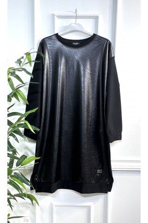 Elisa Derili Zebra Desen Tunik - Siyah  Elisa Derili Zebra Desen Tunik - Siyah