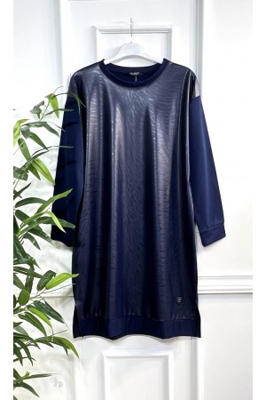 Elisa Derili Zebra Desen Tunik - Lacivert  Elisa Derili Zebra Desen Tunik - Lacivert