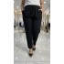 Cazibe İthal Dabıl Beli Lastikli Dar Paça Pantolon-Siyah 