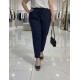 Cazibe İthal Dabıl Beli Lastikli Dar Paça Pantolon-Lacivert