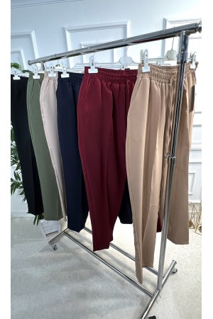 Cazibe İthal Dabıl Beli Lastikli Dar Paça Pantolon-Lacivert