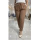 Cazibe İthal Dabıl Beli Lastikli Dar Paça Pantolon-Vizon