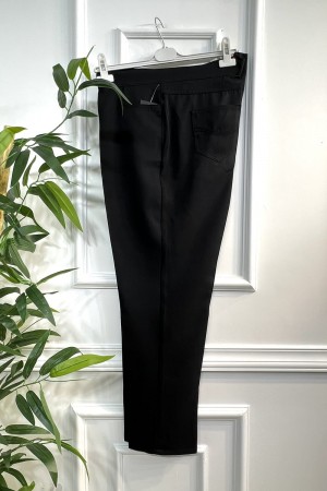 Harika Boru Paça Dört Cepli İthal Dabıl Pantolon - Siyah 