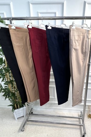 Harika Boru Paça Dört Cepli İthal Dabıl Pantolon - Bordo