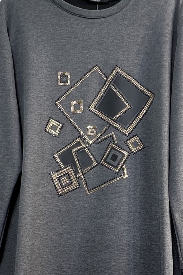 Yasmin Deri Detaylı Kare Taşlı İki İplik Penye İkili Takım - Antrasit Yasmin Deri Detaylı Kare Taşlı İki İplik Penye İkili Takım - Antrasit