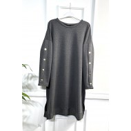 Aysima Kolları Düğme Detaylı İki İplik Tunik - Antrasit Aysima Kolları Düğme Detaylı İki İplik Tunik - Antrasit