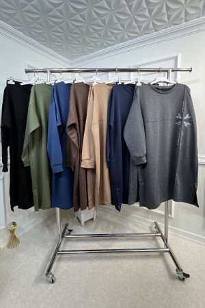 Melek Taş Detaylı Penye İkili Takım - Lacivert Melek Taş Detaylı Penye İkili Takım - Lacivert