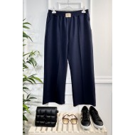 Asrın Armalı Full Esnek Beli Lastikli Bol Paça Pantolon-Lacivert