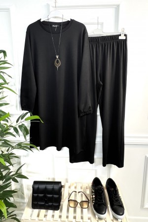 Defne Full Esnek Likralı İkili Takım-Kolye Hediyeli-Siyah Defne Full Esnek Likralı İkili Takım-Kolye Hediyeli-Siyah