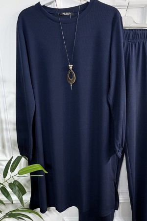 Defne Full Esnek Likralı İkili Takım-Kolye Hediyeli-Lacivert Defne Full Esnek Likralı İkili Takım-Kolye Hediyeli-Lacivert