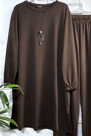 Defne Full Esnek Likralı İkili Takım-Kolye Hediyeli-Kahverengi Defne Full Esnek Likralı İkili Takım-Kolye Hediyeli-Kahverengi