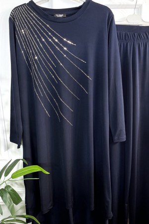 Cezire Taş Detaylı Full Esnek Sandy İkili Takım - Lacivert Cezire Taş Detaylı Full Esnek Sandy İkili Takım - Lacivert