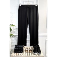 Feray Bağcıklı Full Esnek Fitilli Penye Pantolon - Siyah Feray Bağcıklı Full Esnek Fitilli Penye Pantolon - Siyah