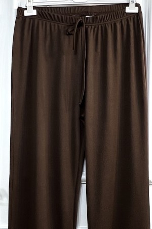 Feray Bağcıklı Full Esnek Fitilli Penye Pantolon - Kahverengi