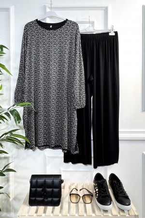 Esila Full Esnek Likralı Penye Viskon Takım-Baloncuk Desen Esila Full Esnek Likralı Penye Viskon Takım-Baloncuk Desen