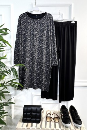 Esila Full Esnek Likralı Penye Viskon Takım-Menekşe Desen Esila Full Esnek Likralı Penye Viskon Takım-Menekşe Desen