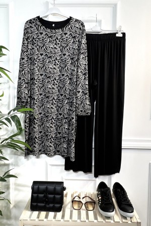 Esila Full Esnek Likralı Penye Viskon Takım-Leylak Desen Esila Full Esnek Likralı Penye Viskon Takım-Leylak Desen