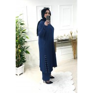 Şans Yanları Yırtmaçlı İncili Takım - Lacivert Şans Yanları Yırtmaçlı İncili Takım - Lacivert